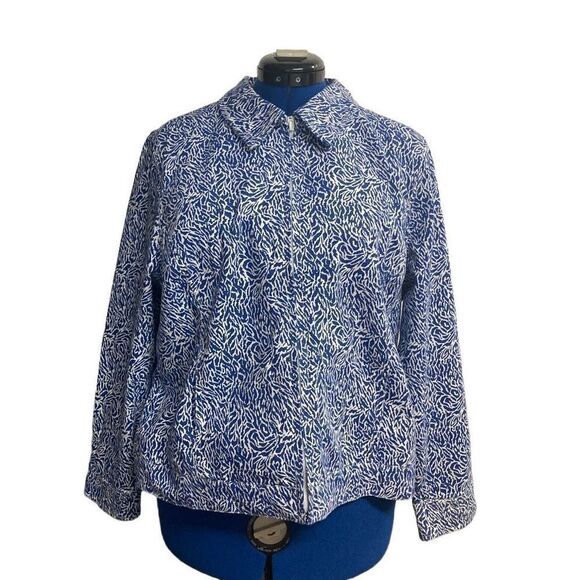 C.D. PETITES Women’s Paisley Jacket Size PXL Blue & White - Picture 1 of 10